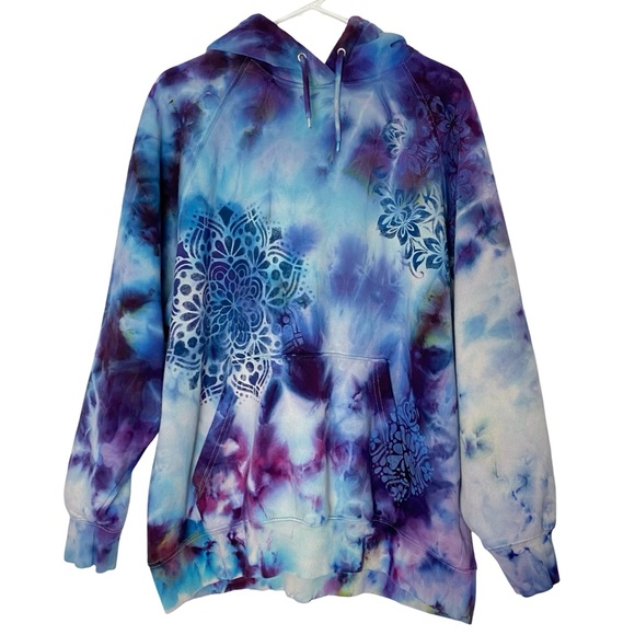 Handmade Tops - Handmade Tie Dye Sweatshirt Hoodie Womens Size XL Pullover Hand Painted Purple
